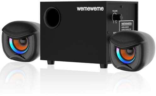 Wemeweme Computer Speakers, PC Speakers with Subwoofer, 2.1 Gaming Speakers for Desktop PC, USB Powered Wired 3.5mm Aux for Monitor, Laptop, Desk