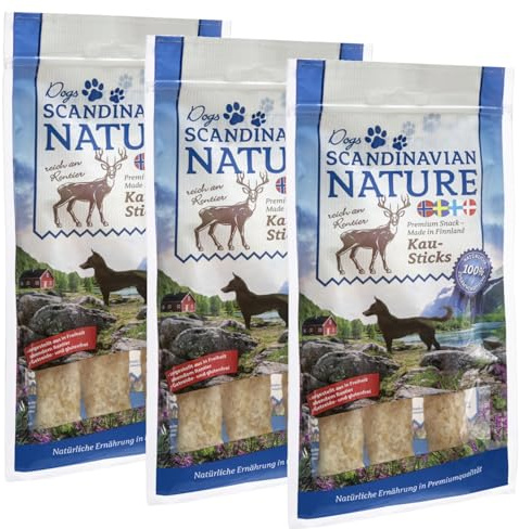 Scandinavian Nature Dogs mit Rentier - Kausticks für Hunde (3X 45g)
