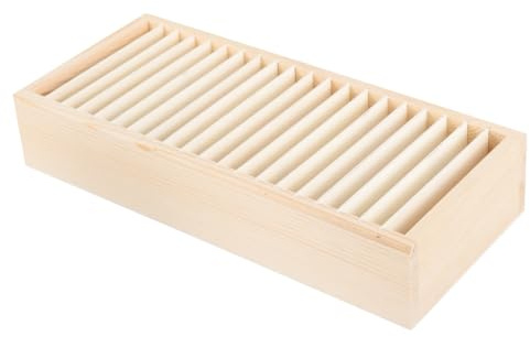 TOKIDNY Holzbandhalter Aufbewahrungsbox für Bastelbänder mit Deckel Organizer für Bastelzimmer und Blumenladen Stabile Holzbox zum Ordnen von Geschenkband und Dekobändern