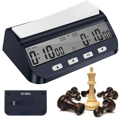 Schachuhr Professional,Digitale Multifunktionsanzeige Schachtimer mit Bonus/Countdown/Delay,Schachuhr Digital,Schachuhren,für Zuhause,Turniere(blau)