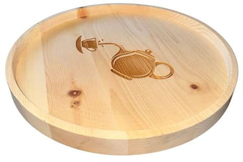 Generisch ZirbenShop Zirben-Schale zum Dekorieren, 30 cm ø, Randhöhe ca. 2,7 cm, Holztablett rund, Natur (Tee)