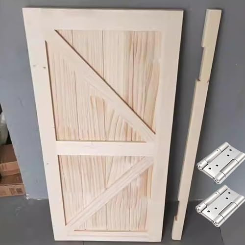 QIYFOZ Porta a Battente per Bar in Legno massello, Doppia Anta Battente e Chiusura Automatica con venature Naturali, Porte a Battente per Interni (Larghezza 65 cm (25 5/8))