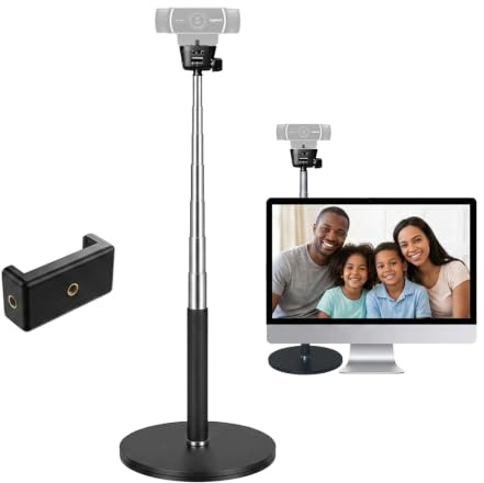 LenTok Webcam Stand for Desk, Telescopic Webcam Mount Camera Stand for Logitech Webcam C922 C930e C920S C920 C615 C960 C920x BRIO 4K NexiGo N60 etc, for Zoom Meetings, Streaming, Video Recording