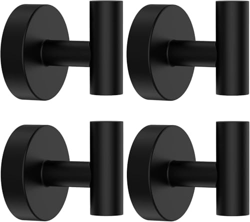 Bathroom Hooks, 4 Pack Towel Hooks Bathroom,Heavy-Duty Door Hooks Screw In | Black Hooks For Towels, Towel Hooks For Bathrooms, Modern Hooks For Back Of Door, Kitchen, Hotel, Bathroom Door Hook