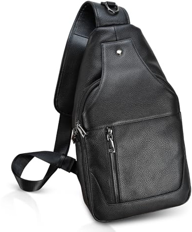 Texbo Full Grain Leather Crossbody Sling Bag Chest Backpack Outdoor Travel Hiking Sports Daypacks