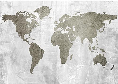 Runa Art Papel tapiz fotográfico mapa del mundo 352 x 250 cm Lana Fondo De Pantalla XXL Moderna Decoración De Pared Sala Cuarto Oficina Salón gris marrón 9170011b