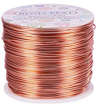 BENECREAT 1.2mm Aluminiumdraht 116m Lang(380 Füße) Eloxiert Schmuck Handwerk machen Friesen Floral farbigen Aluminium Craft Draht - Kupfer