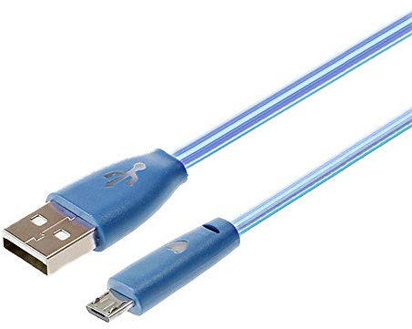 Cable Smiley Micro USB pour Manette Playstation 4 PS4 LED Lumiere Chargeur USB Smartphone Connecteur (Bleu)