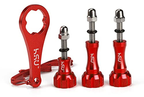 HSU 3er-Pack Schrauben aus Aluminiumlegierung für Action-Kameras (Rot) | 3er Pack Schraubenkit, bestehend aus Standardschrauben und Kurzer Schraube, für GoPro Insta 360 Osmo Action-Kamera Halterung