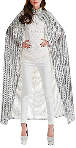 IBLUELOVER Kostüm Damen Herren Umhang Pailletten Prinzessin Prinz Königin Cosplay Tanzparty Cape Halloween Weihnachten Fasching Musical Karneval Festival Shiny Kleidung für Junggesellenparty Ostern
