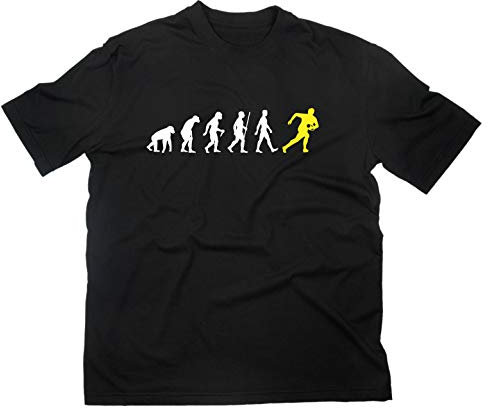 Rugby Fun T-Shirt Evolution of Man, M, schwarz