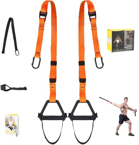 Moulyan Schlingentrainer,Schlingentrainer Sling Trainer Set mit Türanker Einstellbar Fitness Zuhause Suspension,mit Großem Griff Türankerbefestigung Tragtasche, Übungsanleitung for Homegym