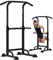 SogesGame Power Tower Dip Station, multifunktionale Heimtrainer Kraftstation Kraftturm Fitness Trainingsgerät mit Klimmzugstange und Liegestützgriffe, höhenverstellbar von 165-210cm
