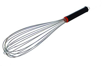 LEHRMANN Rührbesen 40 cm für Profis mit verstärkten Drähten aus Edelstahl, Schneebesen mit rutschfestem Griff, Ballonschneebesen, Flachbesen, Handschneebesen