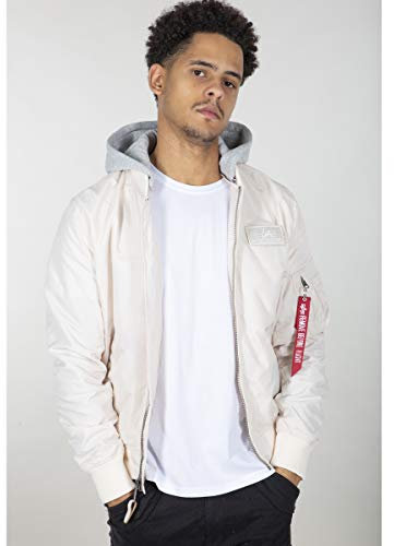 Alpha Industries Herren MA-1 TT Hood Bomberjacke, Jet Stream White, Large