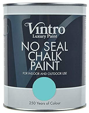 Vintro | No Seal Chalk Paint | Turquoise | Interior & Exterior Use | Furniture | Walls | Wood | Metal | 1 Litre (Christabelle)