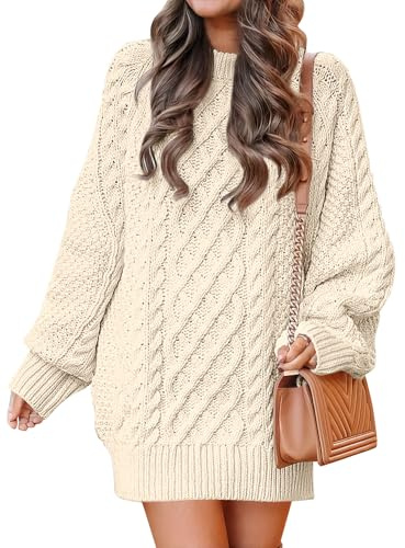 ANRABESS Sweater Dress for Women Oversized Cable Knit Fall Long Sleeve