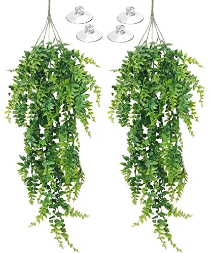 Allazone Piante Appese Artificiali Piante Finte Rampicanti Artificiali Piante Felce Finta Boston Verdi per Decorazione del Giardino di Casa, Draghi Decorazioni per Serbatoi di Serpenti (Verde 2 Pz)