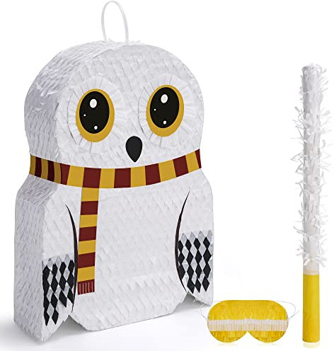 BIRCHIO Eulen Pinata Set mit Augenbinde und Fledermaus (44 x 34 x 10 cm), perfekt für Mädchen, Kinder, Geburtstag, Dekorationen