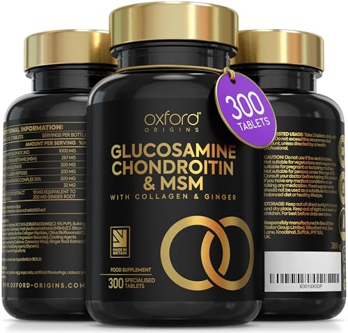 Award Winning Glucosamine and Chondroitin High Strength Tablets with MSM | Made in The UK | Glucosamine Sulphate with Chondriotin, MSM Powder, Collagen, Citrus Bioflavonoid & Ginger Root