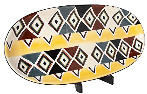 Kapula Große Keramikplatte, handbemalt, oval, Fair Trade, südafrikanisches Design, spülmaschinengeeignet