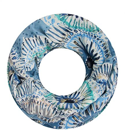 Majea Damen Loop Schal Schlauchschal Halstuch (880023) blau 4, 180 x 90