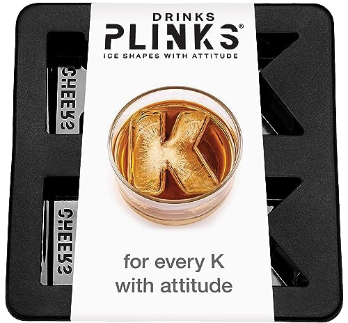 Monogram Letter K Ice Cube Mold. DRINKSPLINKS Large Initial Silicone Tray. | Fun Personalized Gift. Create Wow-Factor Drinks. Easy Release. Dishwasher Safe. Suitable For Making Chocolates and Crafting.