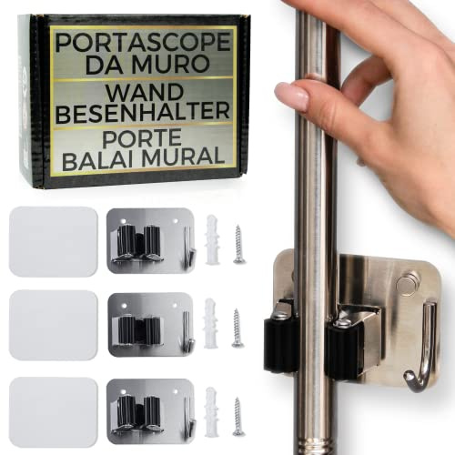porta scope parete. Portascope da muro appendibile/appendi scope a muro, appendiscope da muro |porta scopa da muro. Appendi scopa da muro, ganci per scope da muro. portascopa da parete adesivo.