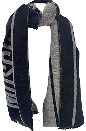 Moschino Schwarzer Unisex schwarzer Schal, Schwarz , 37x180cm