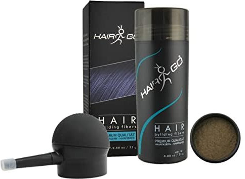 HAIR GO Premium Schütthaar + APPLIKATOR SPARSET zur Haarverdichtung Schütthaar Streuhaar Haarverdichter Haarausfall (hellbraun)