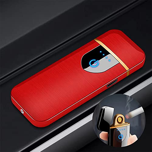 Deluisho Electronic Arc Lighter - USB Charging, Windproof, Durable Touch, Pocket Cigarette (Red)