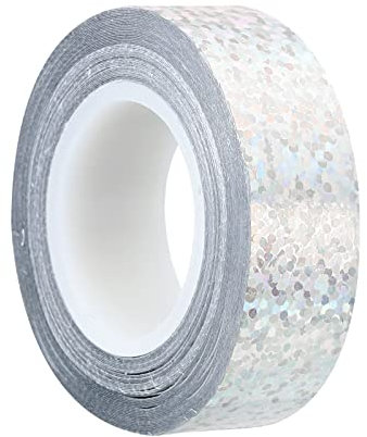 PATIKIL Étincelle Paillettes Ruban 15mm x 5m, 1 Paquet Holographique Art Prisme Masquage Rubans Autocollant pour Bricolage Art Artisanat Enveloppement Décoration, Argenté