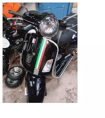 Stickerslab - Adesivo rifrangente bandiera Italiana e scacchi per moto Piaggio vespa auto