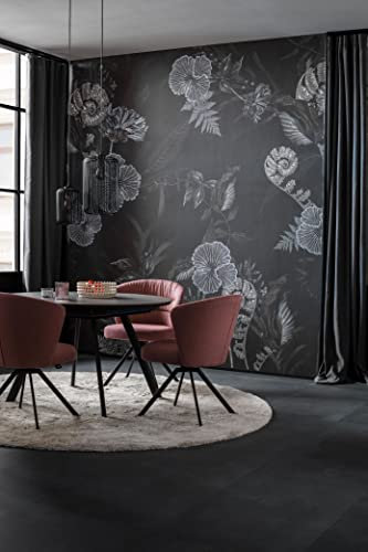 Digitaltapete MELODY Schwarz Floral Fototapete Für Wohnzimmer Schlafzimmer Made in Germany