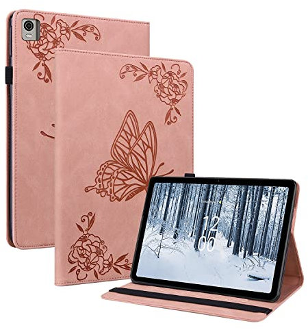 SLLMYYX Funda para Realme Pad Mini de 8.7 pulgadas, diseño de flores diagonales de mariposa delgada con soporte para tablet OPPO Realme Pad Mini de 8.7 pulgadas 2022 (rosa)