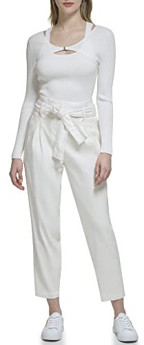 Calvin Klein Damen Pullover Rib Wrap Longsleeve Blazer, Weiß (Soft White), Medium