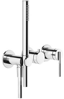 Gessi Ingranaggio Fertigmontageset Einhebelmischer Dusche/Wanne, runde Rosetten für Unterputz-Körper, 63545, Farbe: Messing Antik