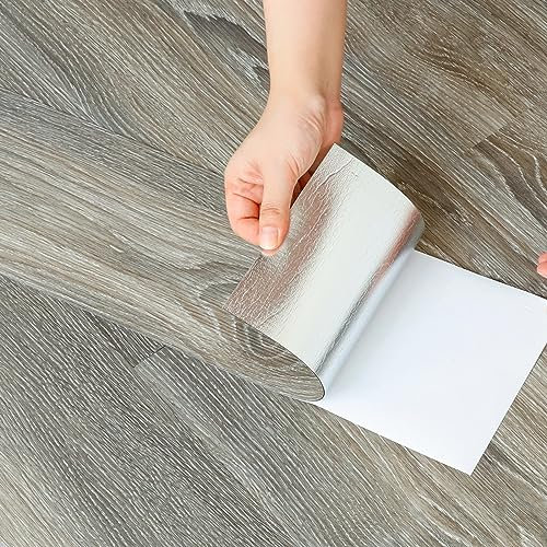 Homease PVC Bodenbelag Selbstklebend Verdickt (0.15cm) Holzmaserung Bodenfliesen mit Textur, Verschleißfest, Wasserdicht, Holz Platte Vinylboden für Küche, Wohnzimmer Balkon, 91x15cm 36 Stück 5m²