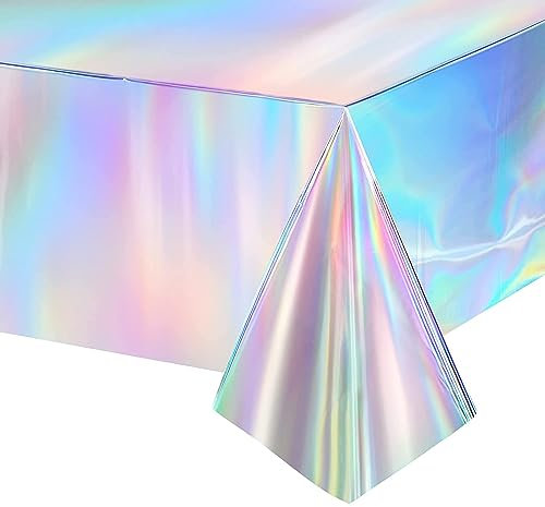 Irisierende Party Tischdecke - Frozen Geburtstag Tischdecken Wasserabweisend Abwaschbar Einweg Holographisch Party Dekorationen für Pinguin Gefrorene Eiskönigin Meerjungfrau Unterwasserwelt Party