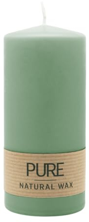 luterna 100% PURE, NATURAL WAX, Stumpenkerze, Smaragd, WENZEL, 130/60 mm, Brenndauer ca. 41h, 100% plastikfrei