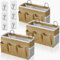 Kanrichu Große Wand-Organizer-Tasche mit 3 Taschen, Leinenstoff, Aufbewahrungskörbe mit Taschen, wasserdichter Mülleimer für Küche, Schlafzimmer, Büro, Wohnmobil, Camper, Khaki, 3 Stück