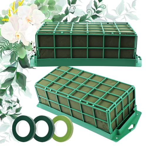 Yoiimiya Lot de 2 blocs de mousse pour fleurs fraîches, supports de fleurs avec mousse florale, bac à cage, pour arrangements floraux artificiels