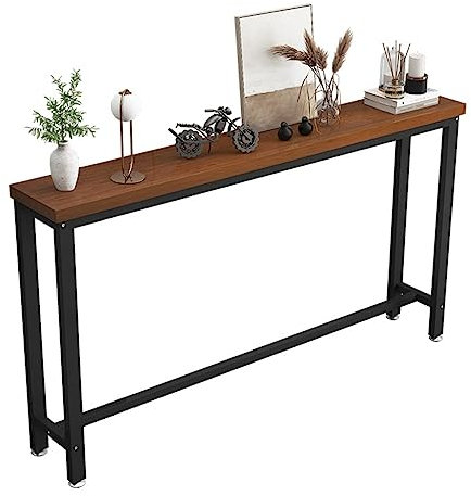 Console Table, Contemporary Narrow Console Table, Entryway Table with Storage Shelves, Adjustable Feet, Industrial End Table, Hallway Tables for Living Room/Foyer (Color : Black, Size : 200 * 20 * 90c