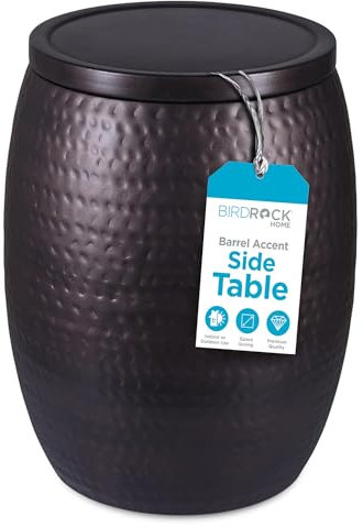 BIRDROCK HOME Beistelltisch aus Metall, gehämmert, 40,5 cm Durchmesser, Beistelltische, Wohnmöbel, abnehmbarer Deckel, modernes Design, 50,8 cm