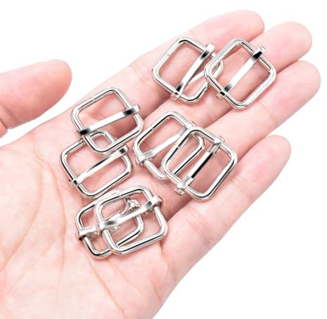 CooBigo Metallschnalle, rechteckig, verstellbar, Tri-Glides-Schnalle, Haustierhalsband, Gurtband, Triglide-Schieberschnallen, 1,6 cm (5/8 Zoll), Silber, 20 Stück, 5/8 (15mm)