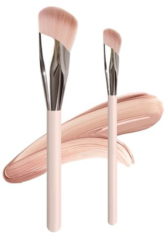 2 Pezzi Pennello Correttore & Fondotinta, Pennello Make Up per Fondotinta Liquido, Correttore, Blush, e Contouring Viso, Pennelli Viso Professionali con Morbida Fibra Sintetica