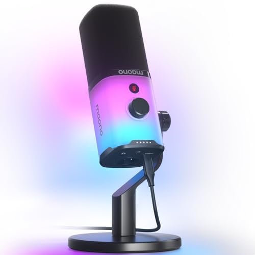 MAONO Dynamic Gaming Microphone: USB XLR Dynamic Computer Microphone with Software-RGB PC Mic for Gamer-Podcast Mic for Streaming Recording Studio YouTube Content Creation Online Chat PD100X RGB