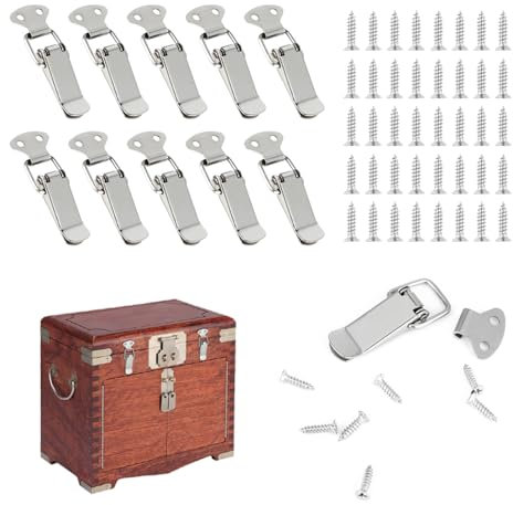 Chiusura a leva in acciaio inox, con 40 viti, 10 pezzi da 56mm, chiusura a scatto, gancio chiusura porta in acciaio inox, perfetto per casa, ufficio, negozio e altro.