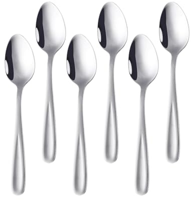 Buyer Star Elegantes Kaffeelöffel-Set aus Edelstahl (6 Stück), perfekt für Espresso, Desserts und mehr, Premium-Qualität, spülmaschinenfest (Silber)
