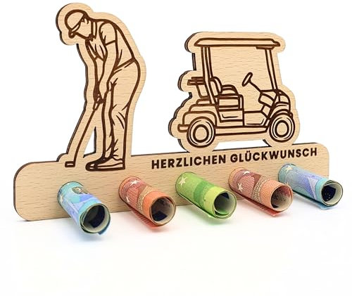 ZUKLA kleine Verpackung für Geldgeschenke - Geschenk für Golfer - Geldgeschenk Verpackung Holz - Handmade
